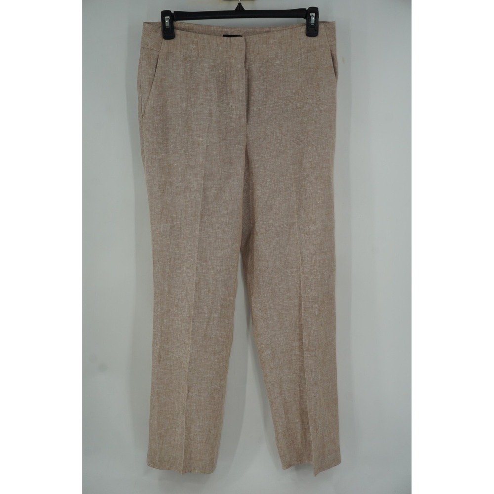 Talbots Pants Beige Southampton Linen Straight Dress Summer Work Women's 12